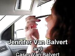 Jennifer Van Balvert is a wild, long haired redhead, who gets out of her car and lays in the public grass, giving you an upskirt of her meaty thighs, while massaging her wet pussy, masturbating for an orgasm, until her man wants to give her massive boobs 
