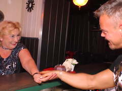 Mature lady meet and fuck young bartender