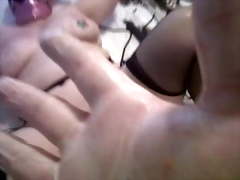 Scottish slut gets poppered up for massive cum and squirt !