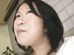 Chubby mature gets a creampie inside her shaved pussy.