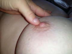 Playing with the wifes ripe nipple & big boob.