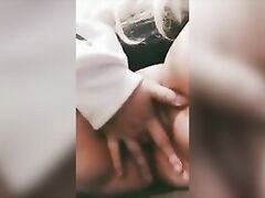 hear the door open at the end? Caught fingering myself in public bathroom - blonde PAWG teen