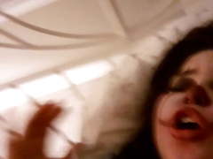 Lovely chubby chokes on cum