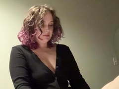 Curvy domme pegs trans sub slut in hotel with her strap on