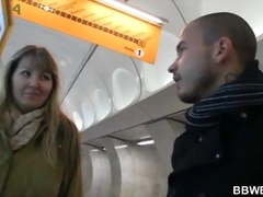 BBW chick is picked up and pussy fucked