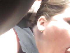 Office bbw slut cumshot while giving road head